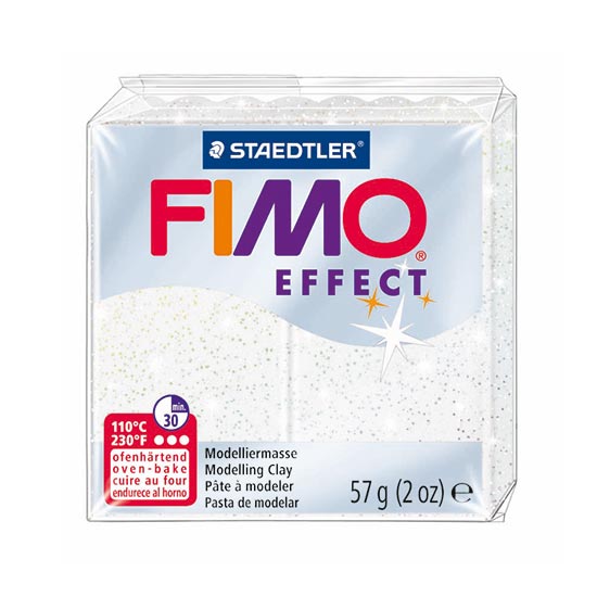 Fimo effect glitter hvid ler 8020-052